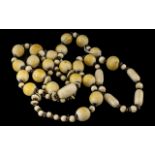 Antique Ivory Bead Necklace with various shaped beads,