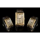 9ct Gold Gents Tank Shaped Vintage Watch, Swiss made,