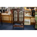 Victorian Mahogany Cabinet with two beaded glass doors, three inner shelves, with lower shelf.