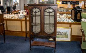 Victorian Mahogany Cabinet with two beaded glass doors, three inner shelves, with lower shelf.