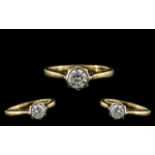 18ct Gold - Attractive Single Stone Diamond Set Ring. Marked 18ct to Interior of Shank.