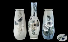 Bing & Grondahl Danish Porcelain, comprising three vases, Pattern Nos. 1528, 2631, and 7397.