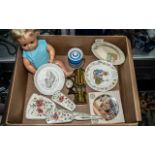 Box of Bric a Brac, including a dressing table set of brush,
