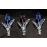 Swarovski 'The Magic of Crystal ' Set of Two Tulips ( Red and Blue Colour way ) Approx 4 Inches