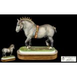 Royal Worcester - Superb Ltd Edition Hand Painted Ceramic Figure - Raised on a Wooden Plinth '