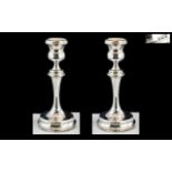 George V - Attractive Pair of Sterling Silver Candlesticks of Excellent Form and Design.