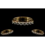 Ladies 9ct Gold - Attractive Half-Eternity Diamond Set Ring.