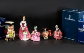 A Collection Of Royal Doulton Ceramics to include three figures and four character Jugs- Jolly Toby