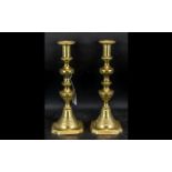 Pair of Victorian Brass Candlesticks height 11 inches.