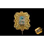 Antique Period 15ct Gold - Stunning and Exquisite Brooch. The Centre Panel with Turquoise and