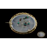 Mid Victorian Period - Superb Quality Mughal Style Brooch, Within a 9ct Gold Mount / Frame, Set with