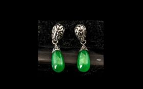 Pair of Jade Drop Earrings,