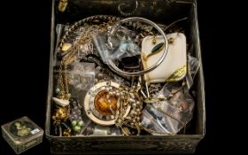 Selection of Vintage and Costume Jewellery in a tin