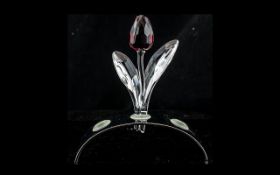 Swarovski ' The Magic of Crystal ' Red Tulip with Stand, The Stand Holds 3 Tulips,