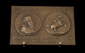 Bronze Plaque Desk Paperweight 'World Conference on Investment' Casting London 1966 (after