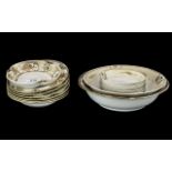 Fifteen Pieces of Gilt Decorated Tableware comprising six small bowls, six finger bowls,