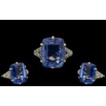 18ct Gold - Attractive Sapphire and Diamond Set Ring.
