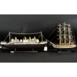 Model Boat of The Titanic, measures 20" wide x 10" High,