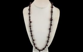 Garnet Chips Rustic Necklace, 28 inches (70cms) long.