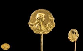 Jean Emile Dropsy (1843 - 1923) Fine Quality 18k Gold Art Nouveau Period Tie Pin,