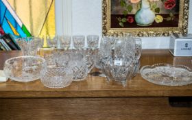 Collection of Quality Glassware, including a cut glass bowl raised on three feet 7" diameter,