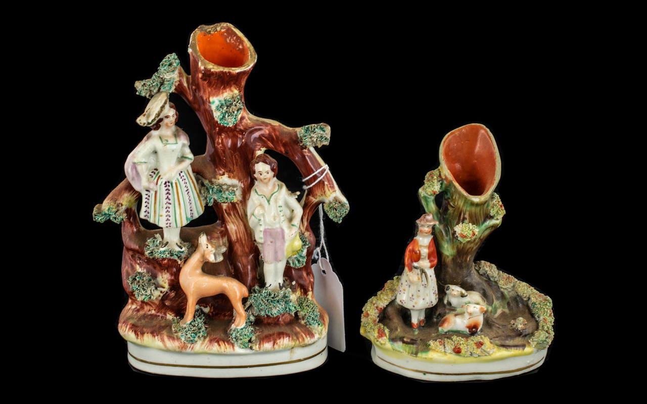 19th Century Staffordshire Figure Groups. 2 Figure Groups In Total. The Largest Being 6.5 Inches.