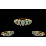 Antique Period - Attractive 18ct Gold Opal and Diamond Set Dress Ring, Ornate Gallery Setting.