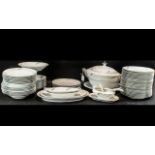 Czechoslovakian Dinner Service, in white with silver design, large set including 35 dinner plates,