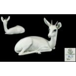 Bing and Grondahl Superb Hand Painted Porcelain Figure ' Fawn ' Large Size - Resting. Ref No 1/1530.