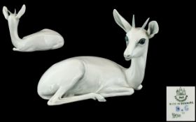 Bing and Grondahl Superb Hand Painted Porcelain Figure ' Fawn ' Large Size - Resting. Ref No 1/1530.