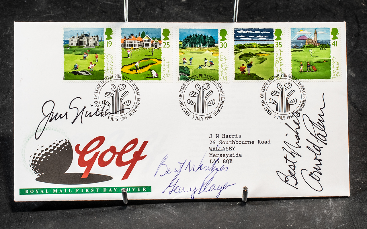 Golf Autograph on First Day Cover ' Golf ' Envelope, Signed by The Three Legends - Jack Nicklaus,