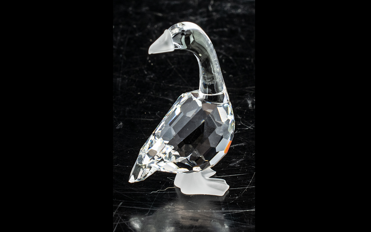 Swarovski Silver Crystal ' Goose Mother ', Stands Approx 2.
