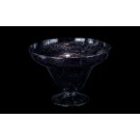 Italian Blown Glass Tulip Shaped Footed Vase, dark amethyst colour with enclosed air bubble