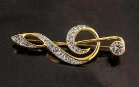 Swarovski Jewellers Collection Swarovski Pin / Brooch In The Form of a Treble Clef ( Musical Note )