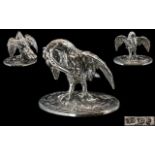 George IV - Superb Quality Cast Silver Figural Paperweight In the Form of a Pelican with Wings
