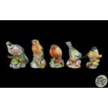 Royal Worcester - Superior Quality Hand Painted Porcelain Bird Figures ( 5 ) In Total.