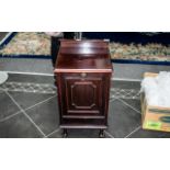Victorian Mahogany Coal Purdonium with Liner styled as a cabinet with a pull down front to access