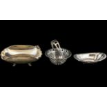 Three Various Silver Bowls comprising a bonbon dish, a pin tray and a shaped bowl,