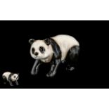 Royal Copenhagen Fine Quality - Hand Painted Porcelain Bear Figure - Black and White ' Panda ' Bear.