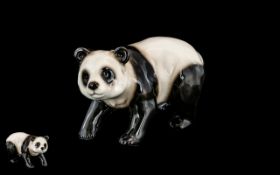Royal Copenhagen Fine Quality - Hand Painted Porcelain Bear Figure - Black and White ' Panda ' Bear.