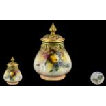 Royal Worcester Pot Pourri - With Lid. ' Roses ' Design. Approx 6 Inches High.