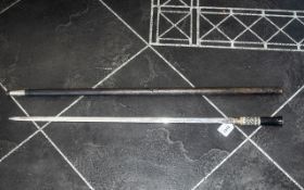 Indian Sword Stick, Overall Length 36 Inches. Please See Photo.