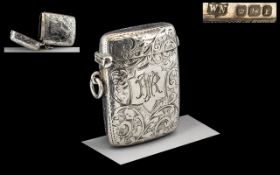 Edwardian Silver Vesta Case of Large Size and Superior Quality.