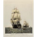 'The First Journey of the Victory 1778', a reproduction of the fine, period, hand coloured print