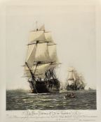 'The First Journey of the Victory 1778', a reproduction of the fine, period, hand coloured print