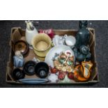 Box of Mixed Collectibles comprising Myott Art Deco hand painted jug No.