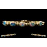Ladies - 14ct Gold Attractive Opal Set Bracelet. Marked 585 - 14ct.