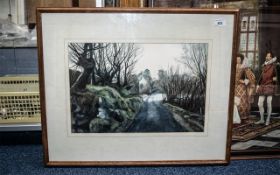 Watercolour & Pencil by Jane Carpanini Ty-du Road, Llanberis, Wales. Signed and dated lower left