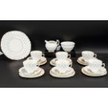 Royal Vale Bone China Tea Service, in white with small star print and gilt trim,