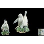 Royal Copenhagen - Ltd Edition Superb Hand Painted Porcelain Bird Figure ' Love Birds ' Uccelli.